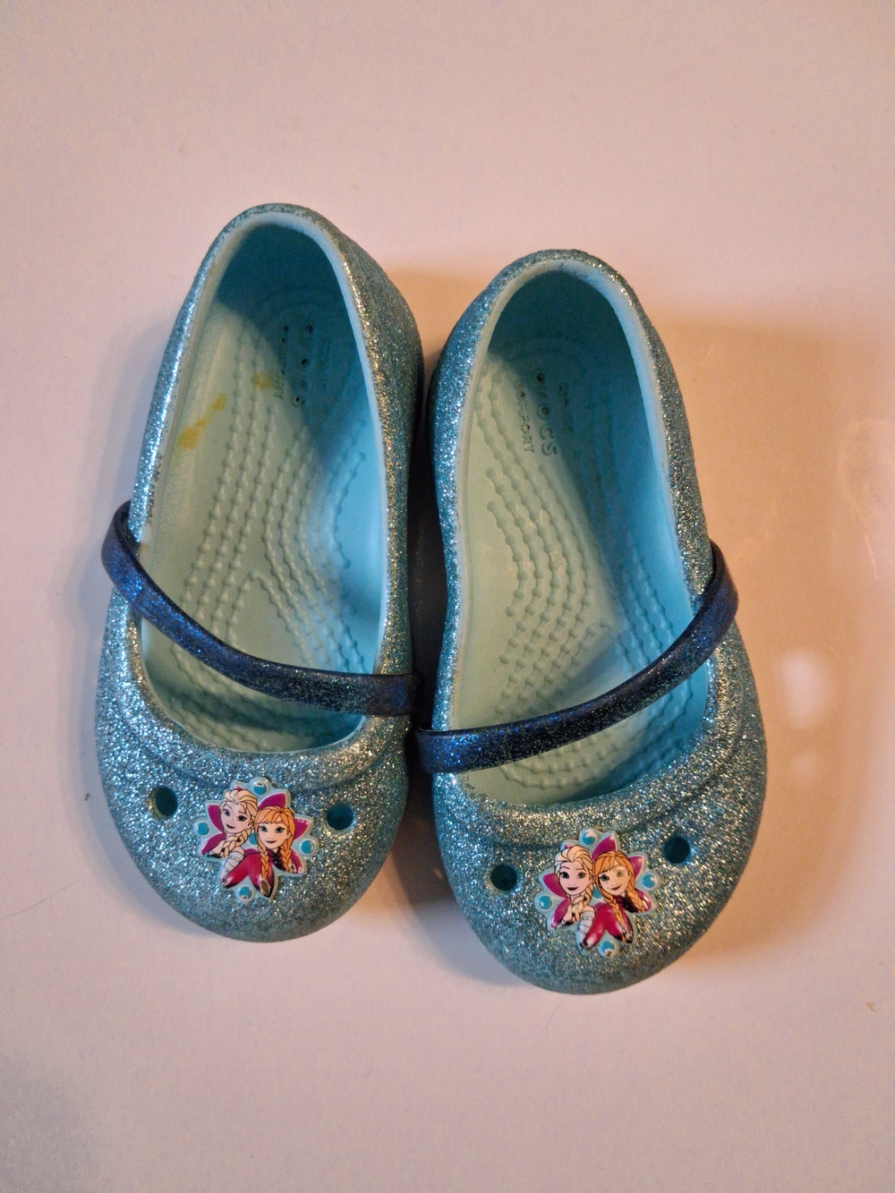 Crocs Keeley Disney Frozen Mary Jane Flats Glitter Blue Size C6 Girls Toddler